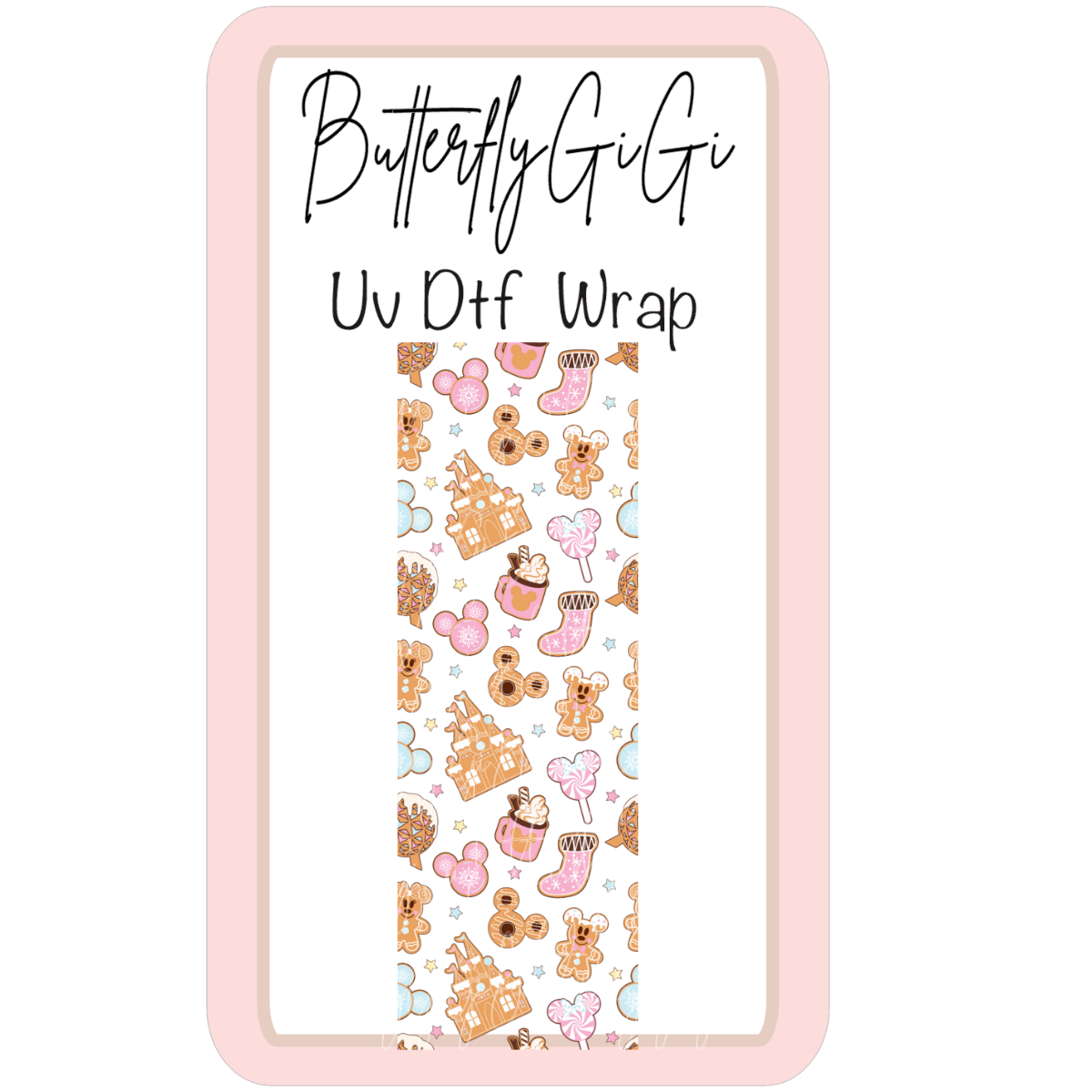 Wrap Christmas Mouse Snacks Pink UV Dtf