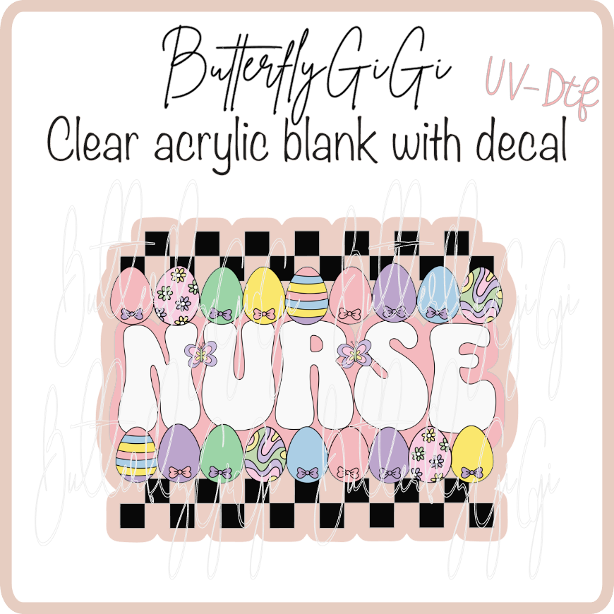 Easter Nurse Checkered UvDTF