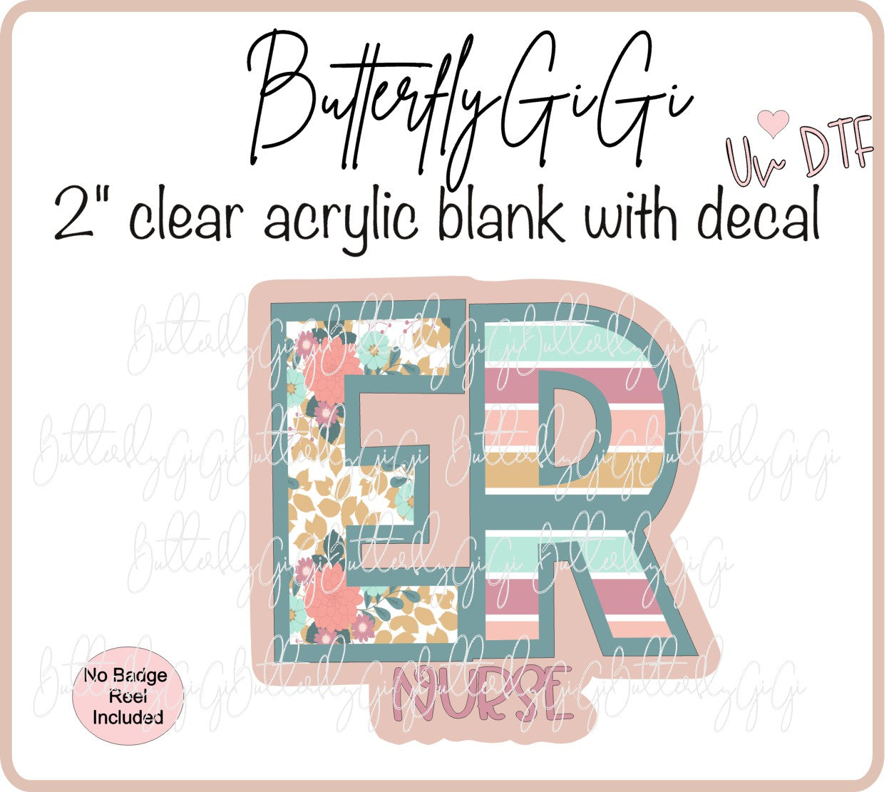 UVDTF Medical Striped Floral Occupation Title