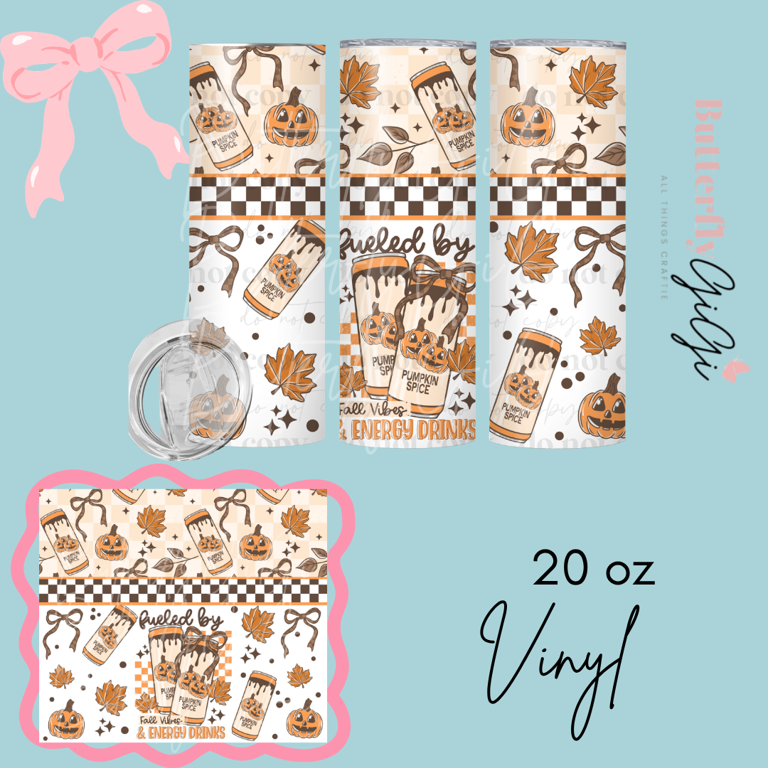 Fall and Energy Drink 20oz Vinyl Wrap