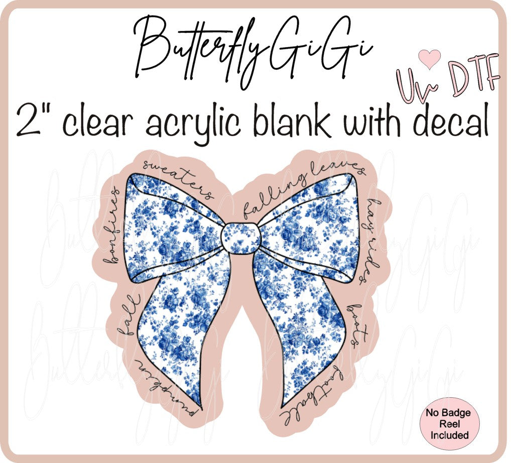 UVDTF Christmas Blue Bow Wording