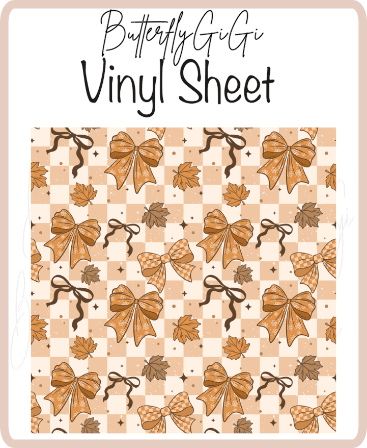 Fall Bows Checkered Vinyl Sheet