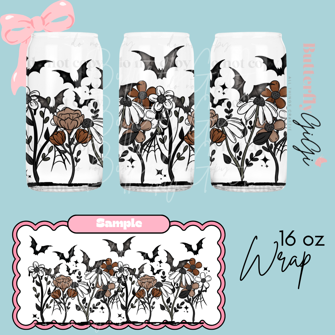 Fall Halloween Florals 16oz UVDTF Wrap