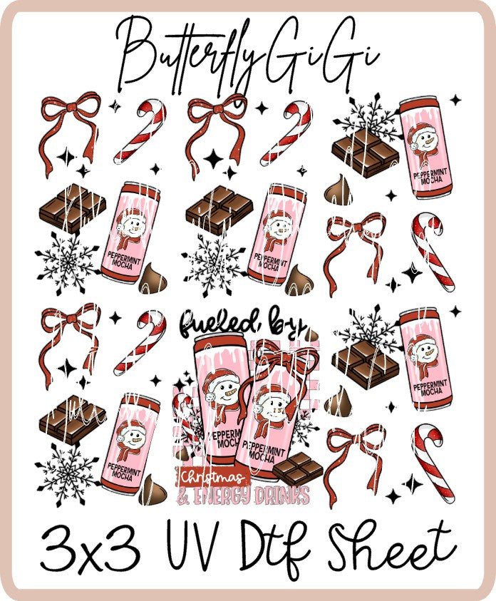 Fueled by Xmas Energy drink UV Dtf SHEET