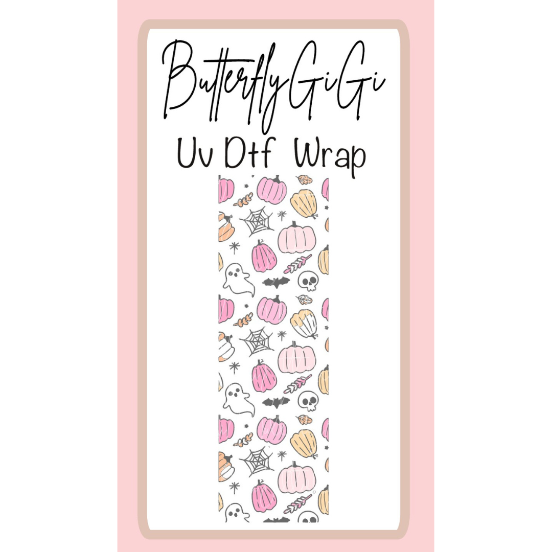 Wrap Halloween Pink Pumpkin ghost UV DTF