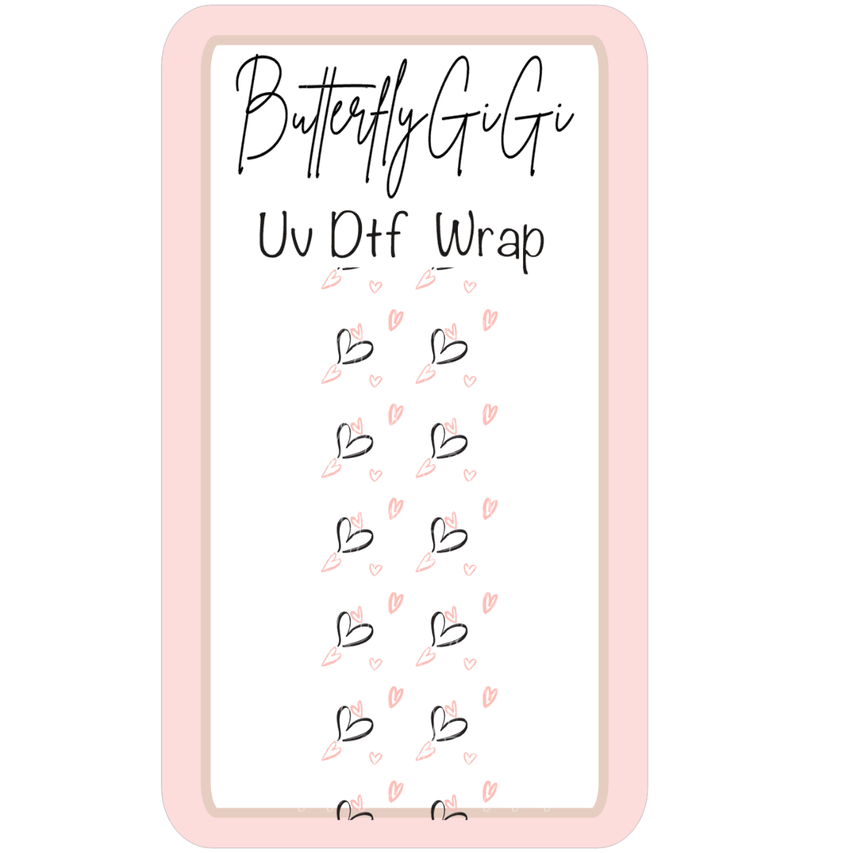 Wrap Hearts Black Pink UV Dtf