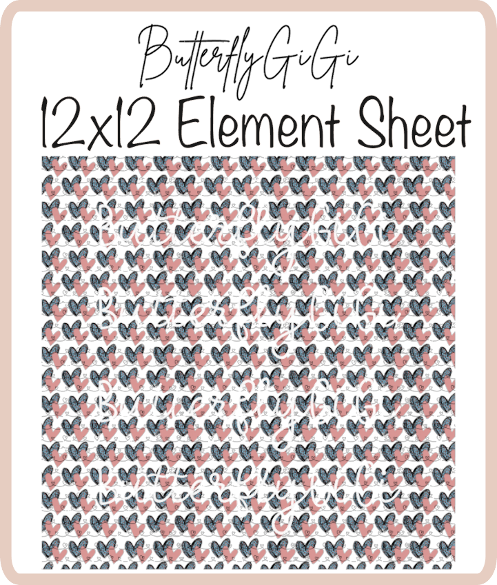 Hearts Pink Chain 12x12 UVDTF Element Sheet