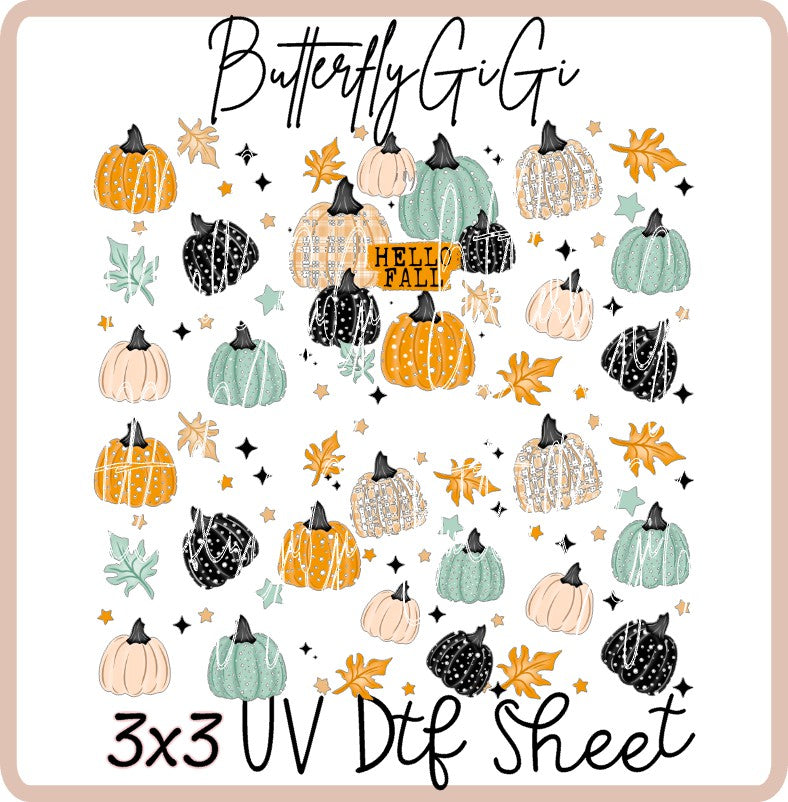 3x3 Hello Fall Uv Dtf SHEET