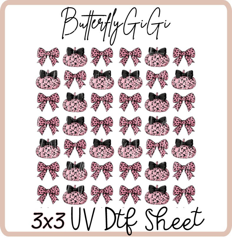 3x3 Leopard PINK Pumpkin Uv Dtf SHEET