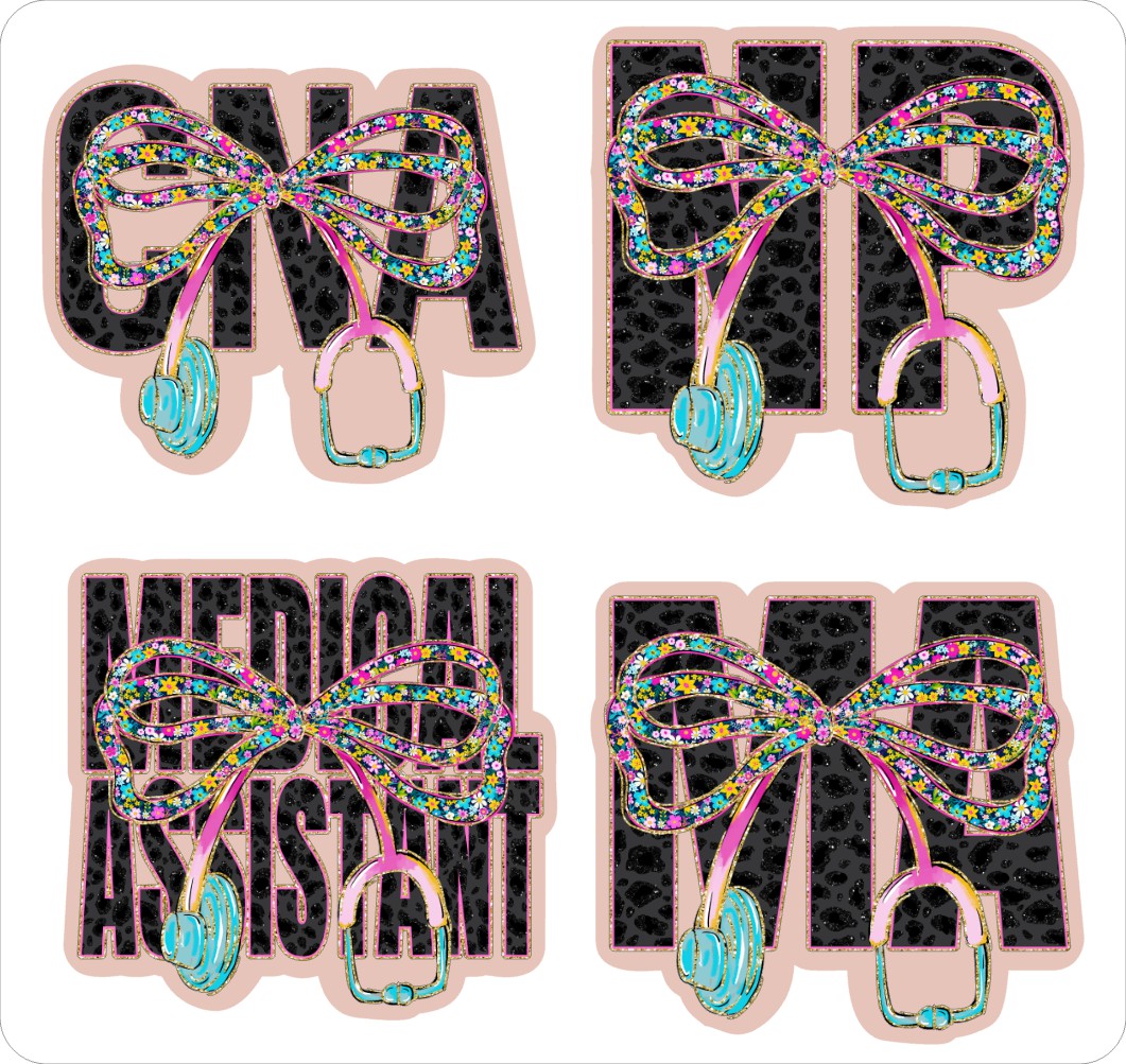 UVDTF Medical Leopard Stethoscope Title Bow