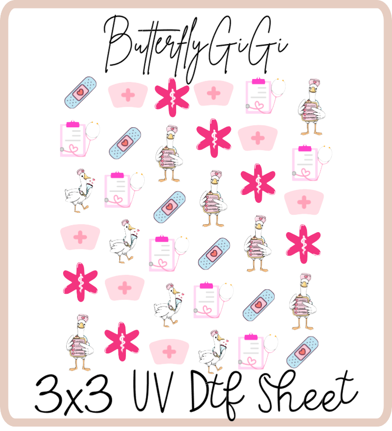 Medical Duck 3x3 UVDtf Sheet