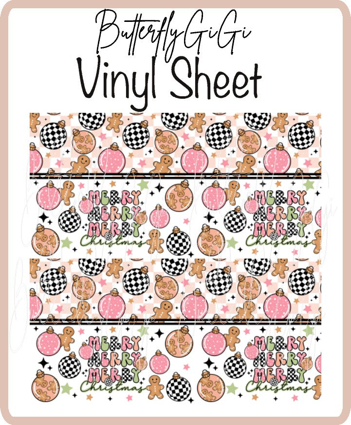 Merry Merry Christmas Pink Split Vinyl Sheet
