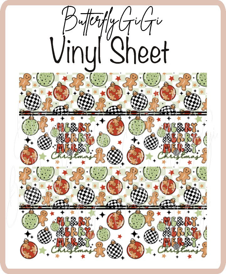 Merry Merry Christmas Red Split Vinyl Sheet