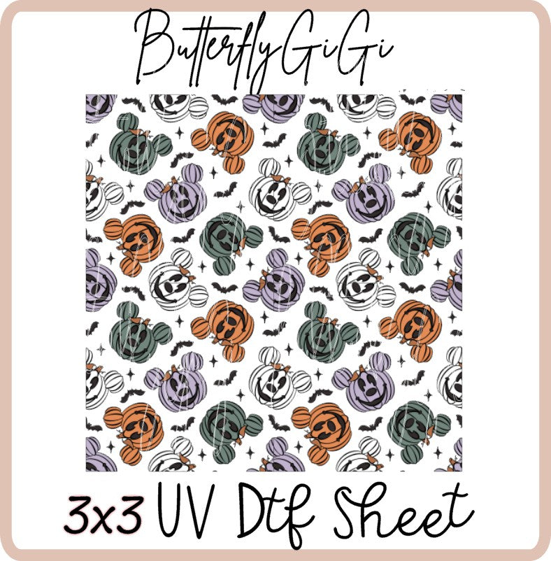 3x3 Mouse Pumpkin Uv Dtf SHEET