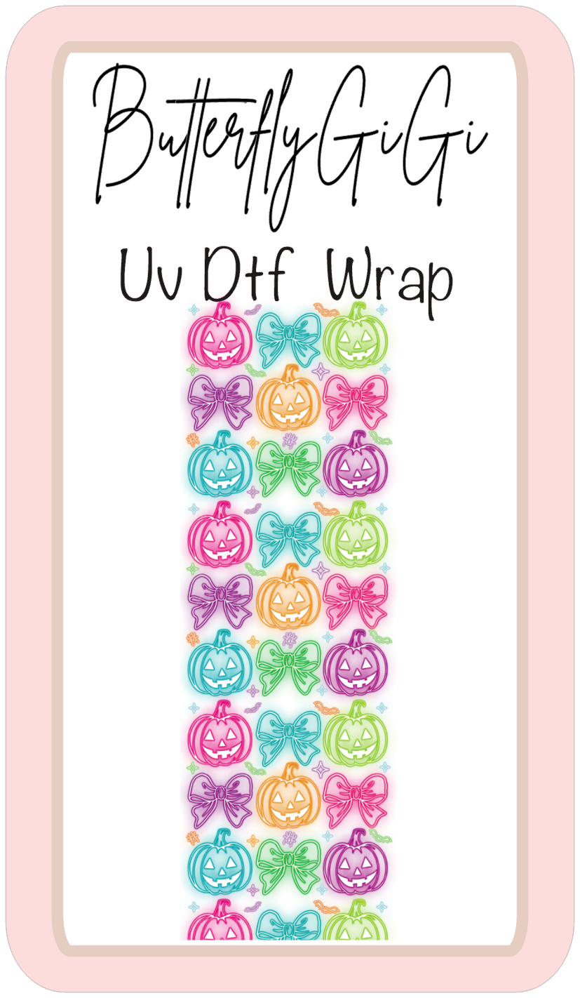 Wrap Neon Pumpkins Uv Dtf