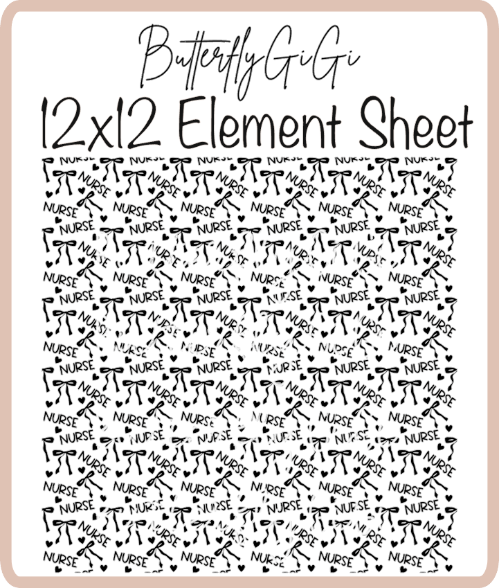 Nurse Black Bow 12x12 UVDTF Element Sheet