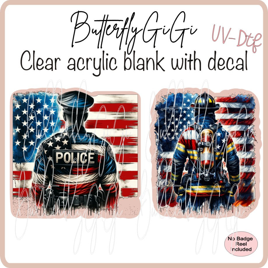 UVDTF Patriotic Fireman Police