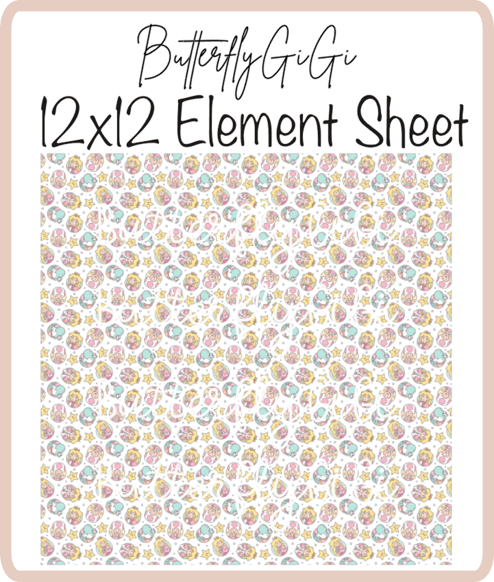 Peach Toad 12x12 UVDTF Element Sheet