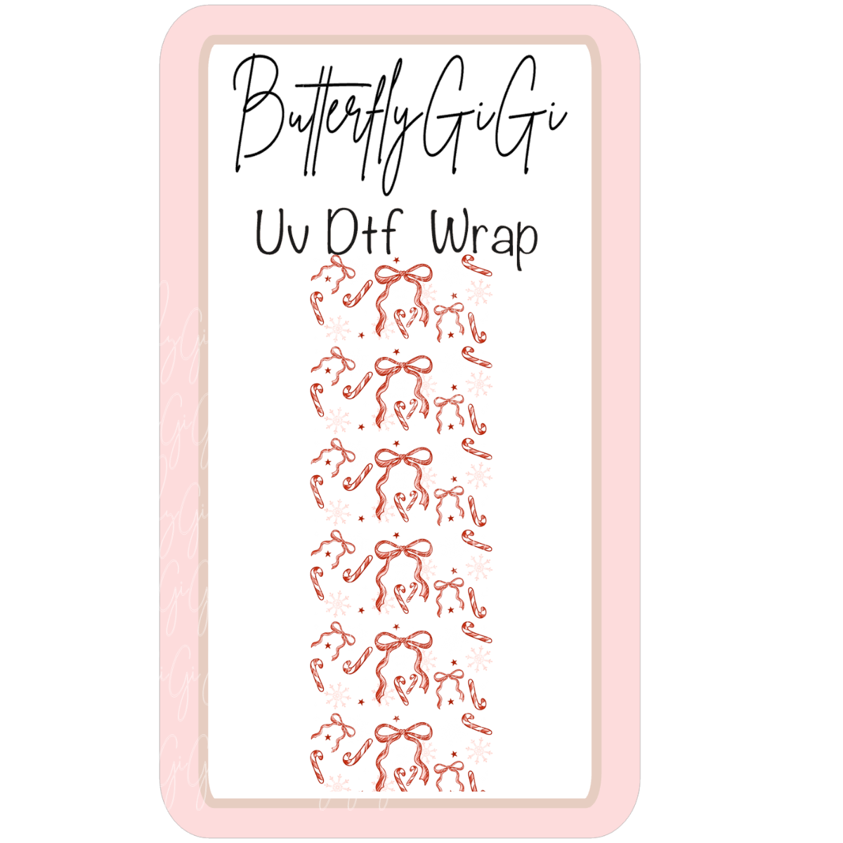 Peppermint Bows Uv Dtf Wrap