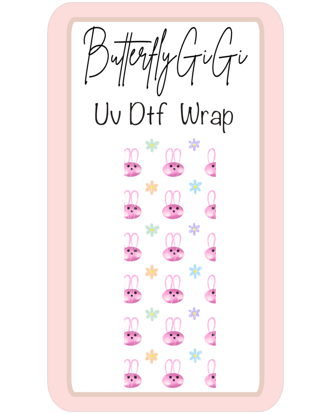 Wrap Pink Bunny Daisy LARGE UvDTF