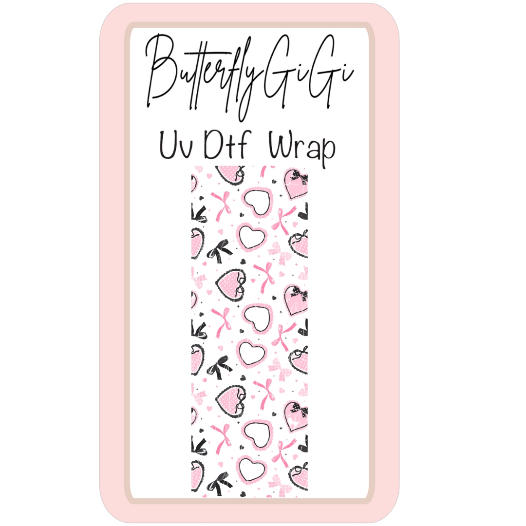 Wrap Pink Heart Coquette UV DTF