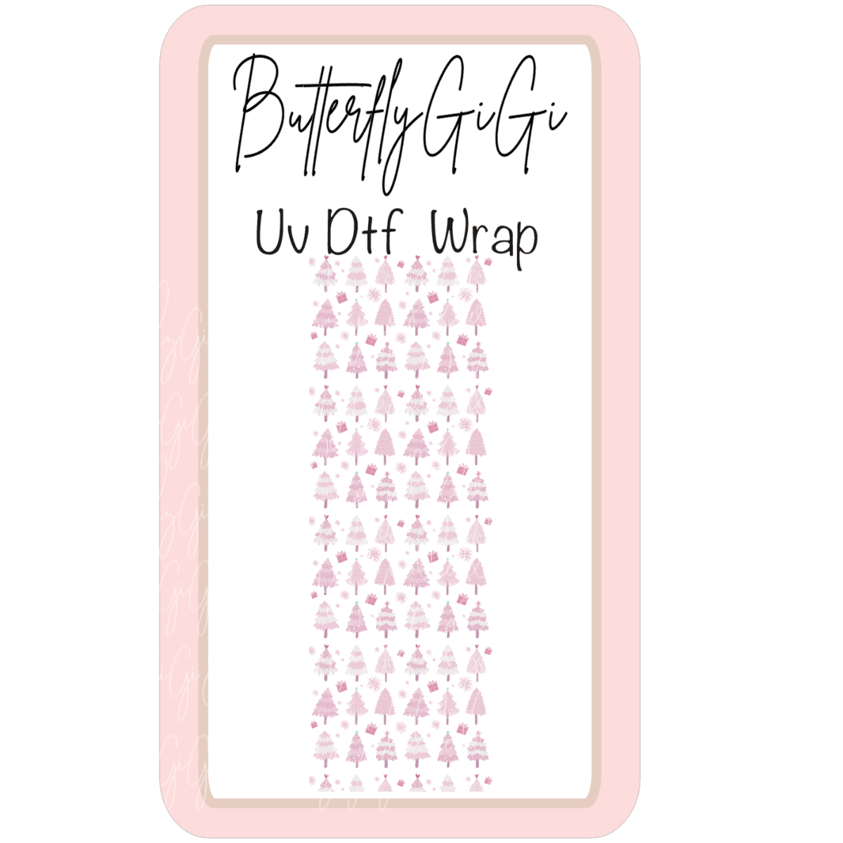 Pink Tree Christmas Uv Dtf Wrap