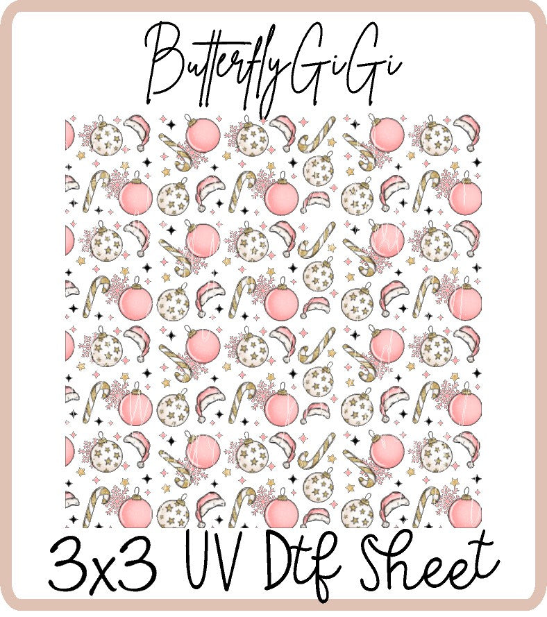 Pinky Christmas Uv Dtf Sheet