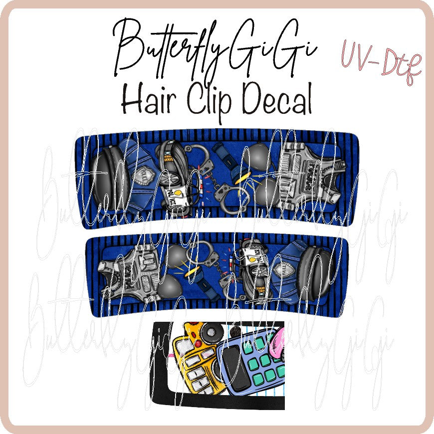 Police Hair Clip DECAL UV DTF