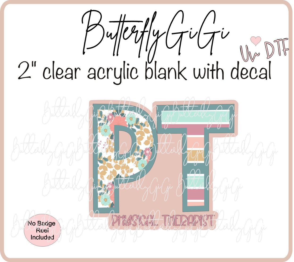UVDTF Medical Striped Floral Occupation Title