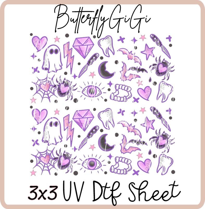 3x3 Purple Fang Uv Dtf SHEET