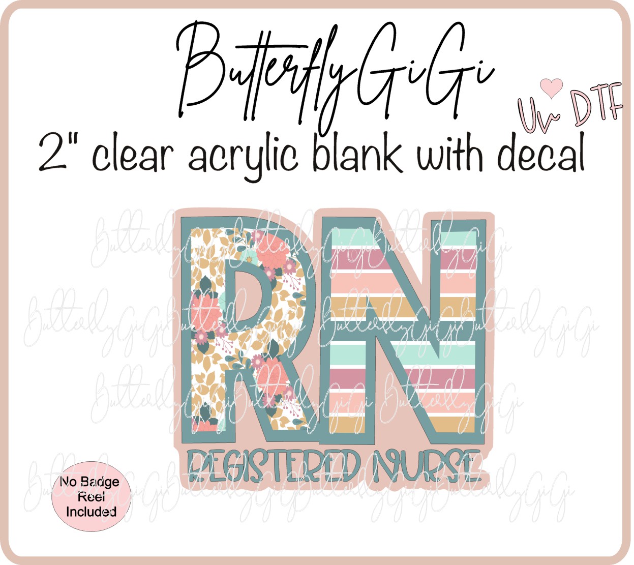 UVDTF Medical Striped Floral Occupation Title