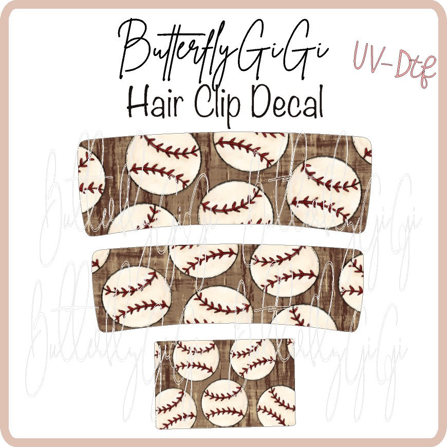 Rustic Baseball Hair Clip DECAL