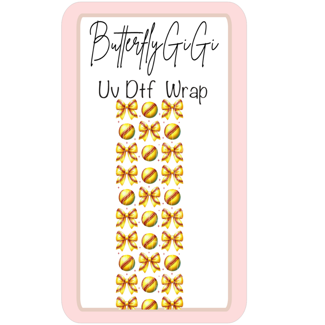 Wrap Softball Bows UV DTF