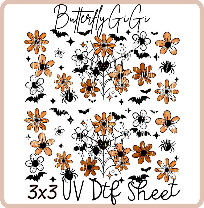 3x3 Spider Flowers Uv Dtf SHEET
