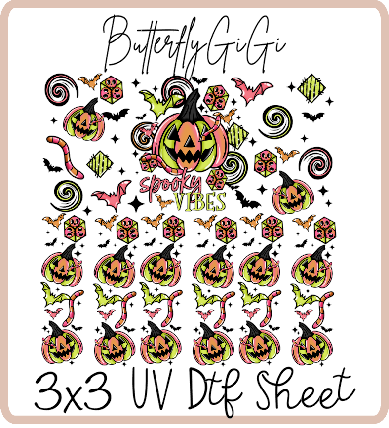 Spooky vibes 3x3 UVDtf Sheet