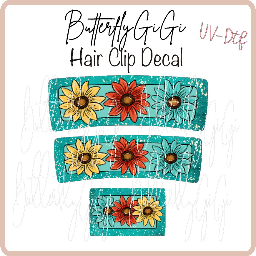 Sunflower Hair Clip DECAL UV DTF
