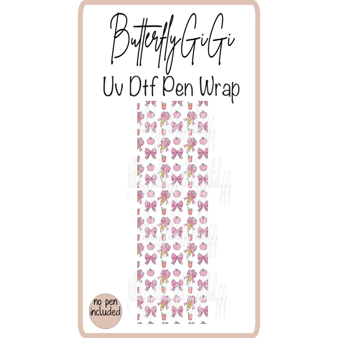 Wrap Teacher Apple Pink Pencil Uv Dtf