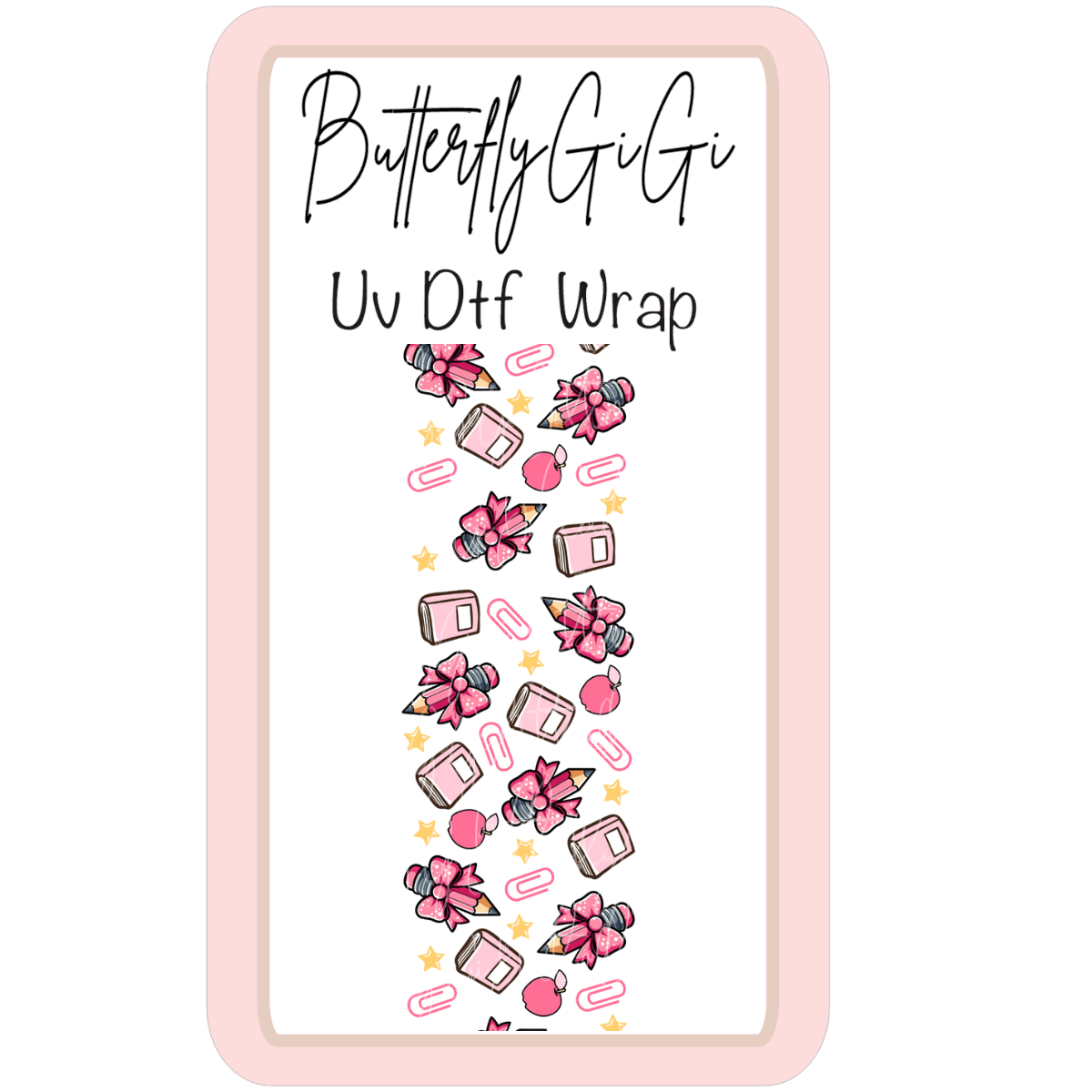 Wrap Teacher Pink Paper Clip UV Dtf