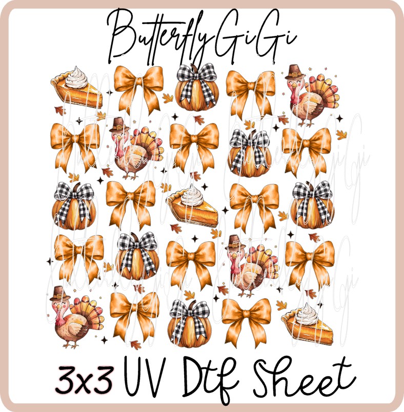 3x3 Thanksgiving Uv Dtf SHEET