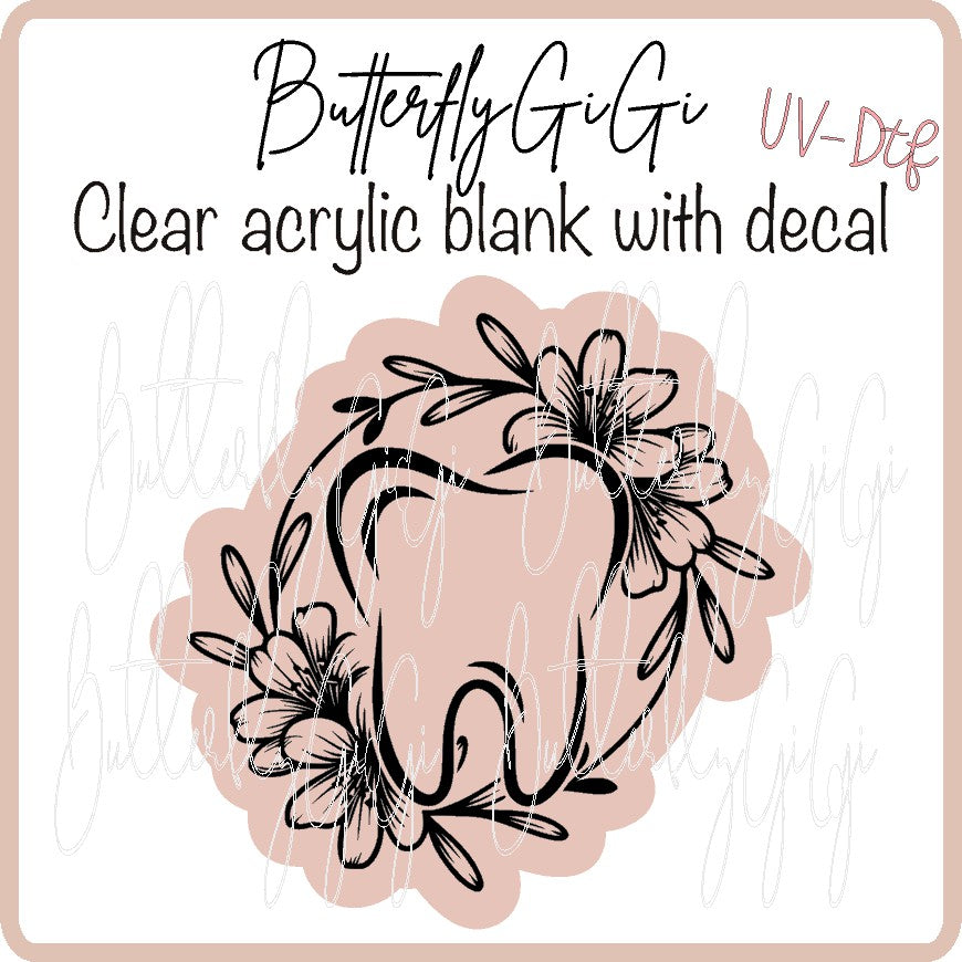 Tooth Black Floral UV DTF