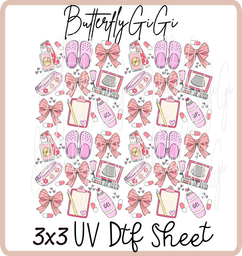 3x3 Ultrasound Pink Uv Dtf SHEET