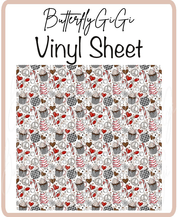 Peace Checkered Xmas Vinyl Sheet