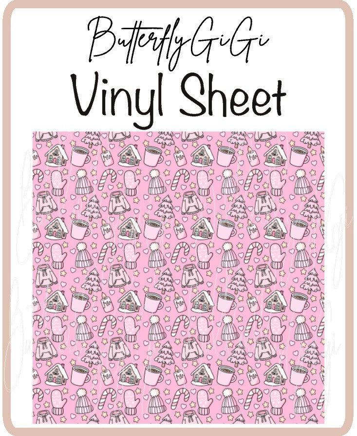 All Pink Christmas Vinyl Sheet