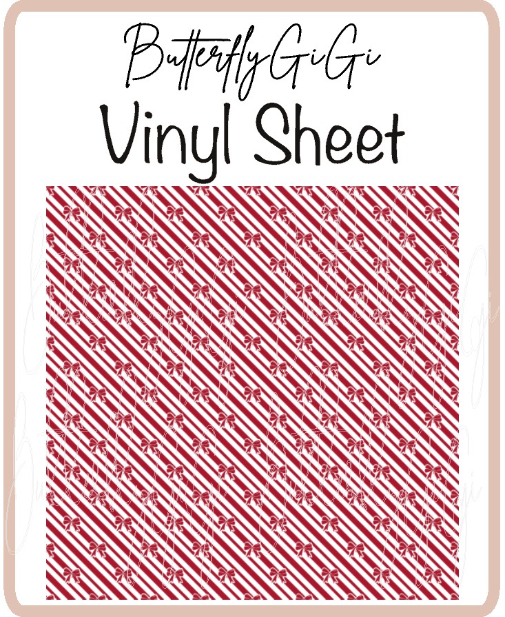 Candy Cane Bows Vinyl Sheet
