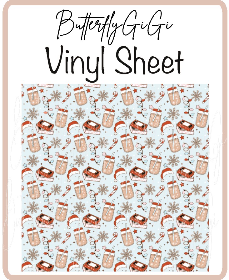 Christmas Iced Coffee Skeleton Vinyl Sheet