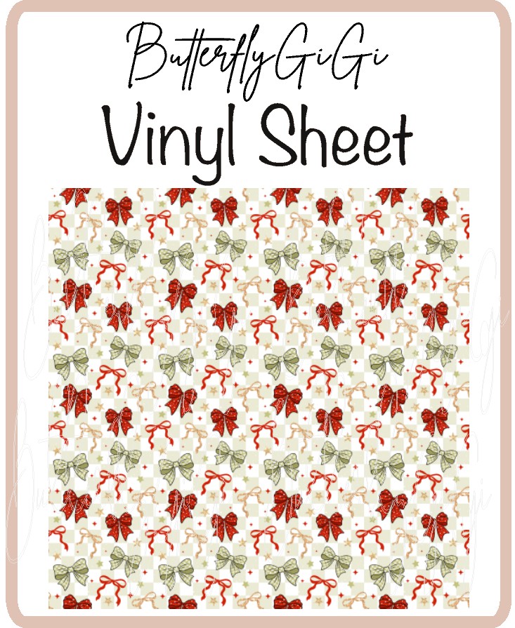 Gold Red Bows Vinyl Sheet