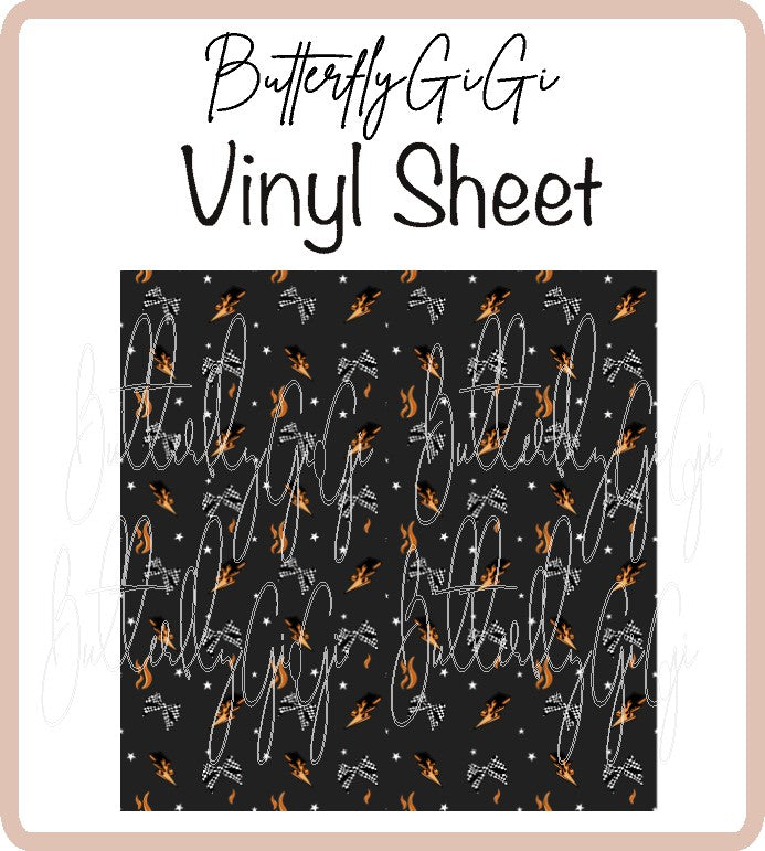 Checkered Bow Fire Vinyl Sheet