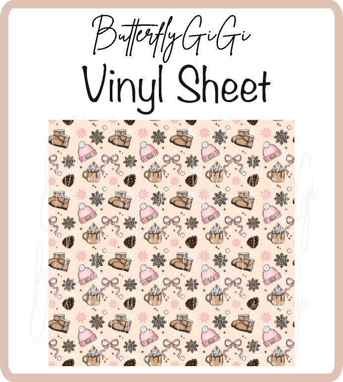 Christmas Cozy Season Pink Vinyl Sheet