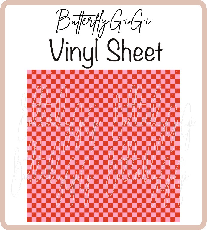 Pink Red Checkered Vinyl Sheet
