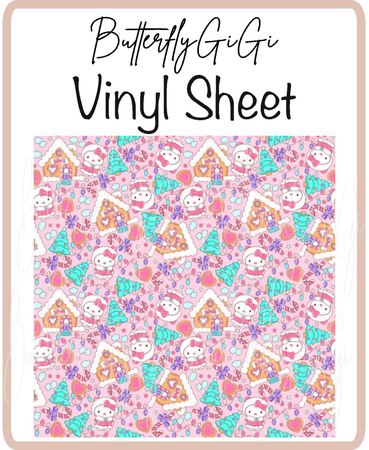 Kitty Pink Christmas Vinyl Sheet